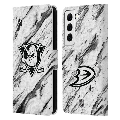 NHL Anaheim Ducks Marble Leather Book Wallet Case Cover For Samsung Galaxy S22 5G