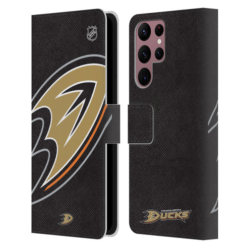 NHL Anaheim Ducks Oversized Leather Book Wallet Case Cover For Samsung Galaxy S22 Ultra 5G