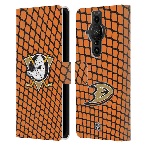 NHL Anaheim Ducks Net Pattern Leather Book Wallet Case Cover For Sony Xperia Pro-I