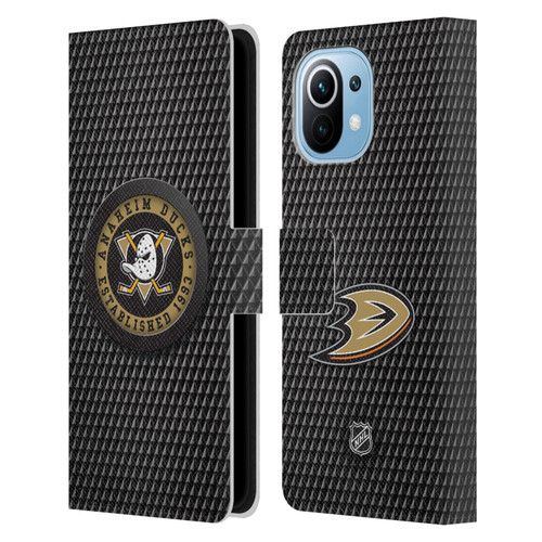 NHL Anaheim Ducks Puck Texture Leather Book Wallet Case Cover For Xiaomi Mi 11