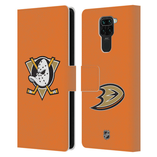 NHL Anaheim Ducks Plain Leather Book Wallet Case Cover For Xiaomi Redmi Note 9 / Redmi 10X 4G