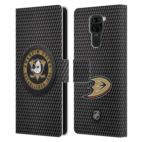 NHL Anaheim Ducks Puck Texture Leather Book Wallet Case Cover For Xiaomi Redmi Note 9 / Redmi 10X 4G