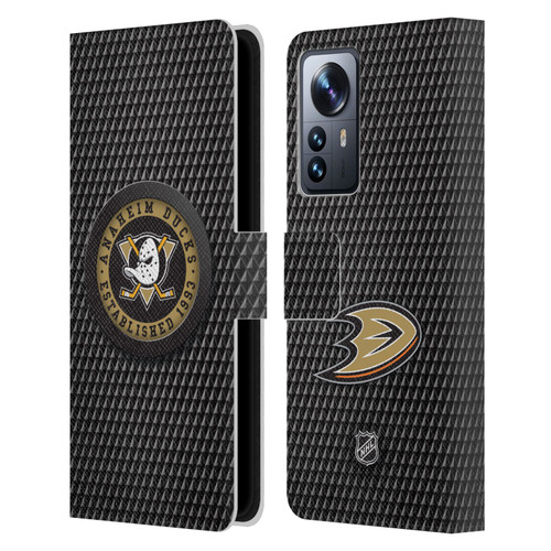 NHL Anaheim Ducks Puck Texture Leather Book Wallet Case Cover For Xiaomi 12 Pro