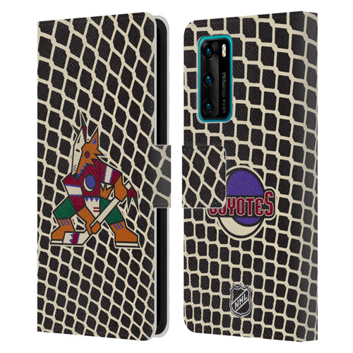 NHL Arizona Coyotes Net Pattern Leather Book Wallet Case Cover For Huawei P40 5G