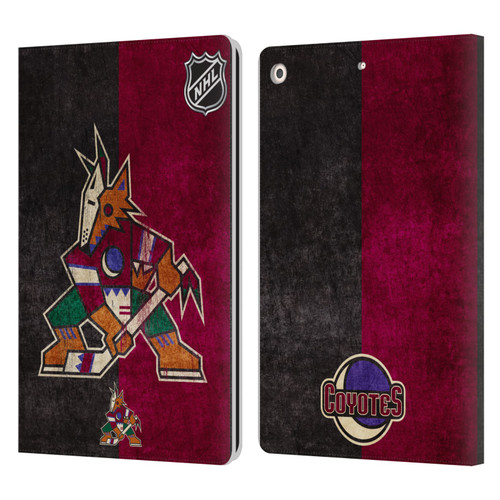 NHL Arizona Coyotes Half Distressed Leather Book Wallet Case Cover For Apple iPad 10.2 2019/2020/2021