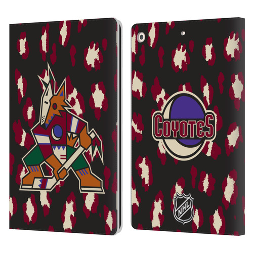 NHL Arizona Coyotes Leopard Patten Leather Book Wallet Case Cover For Apple iPad 10.2 2019/2020/2021