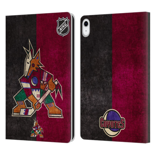 NHL Arizona Coyotes Half Distressed Leather Book Wallet Case Cover For Apple iPad 10.9 (2022)