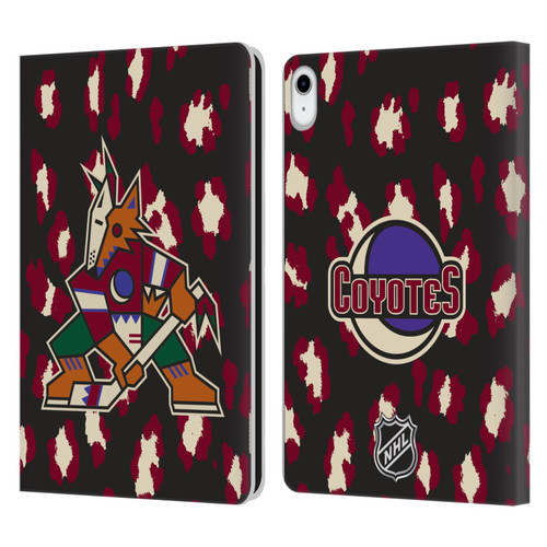NHL Arizona Coyotes Leopard Patten Leather Book Wallet Case Cover For Apple iPad 10.9 (2022)