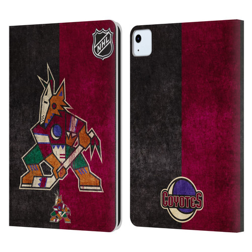 NHL Arizona Coyotes Half Distressed Leather Book Wallet Case Cover For Apple iPad Air 2020 / 2022
