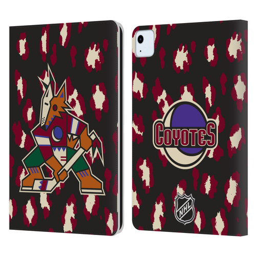 NHL Arizona Coyotes Leopard Patten Leather Book Wallet Case Cover For Apple iPad Air 2020 / 2022