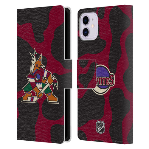 NHL Arizona Coyotes Cow Pattern Leather Book Wallet Case Cover For Apple iPhone 11