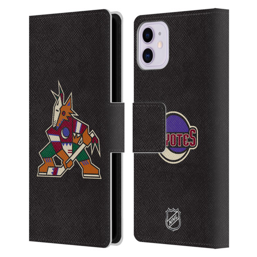 NHL Arizona Coyotes Plain Leather Book Wallet Case Cover For Apple iPhone 11