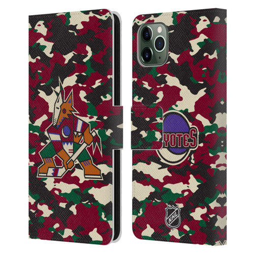 NHL Arizona Coyotes Camouflage Leather Book Wallet Case Cover For Apple iPhone 11 Pro Max