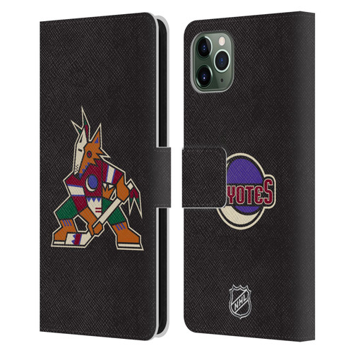 NHL Arizona Coyotes Plain Leather Book Wallet Case Cover For Apple iPhone 11 Pro Max