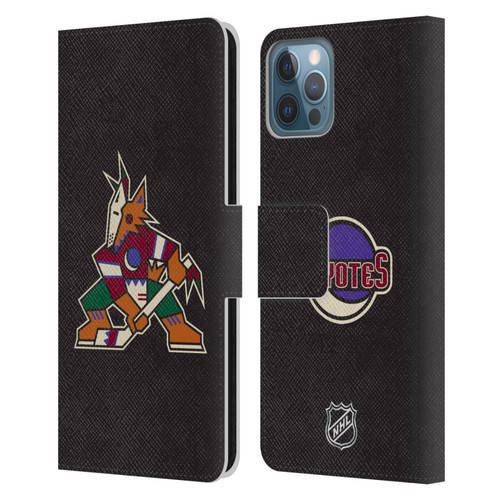 NHL Arizona Coyotes Plain Leather Book Wallet Case Cover For Apple iPhone 12 / iPhone 12 Pro