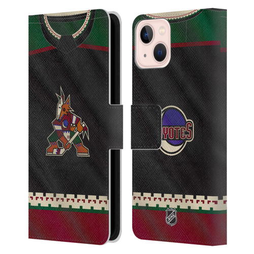 NHL Arizona Coyotes Jersey Leather Book Wallet Case Cover For Apple iPhone 13