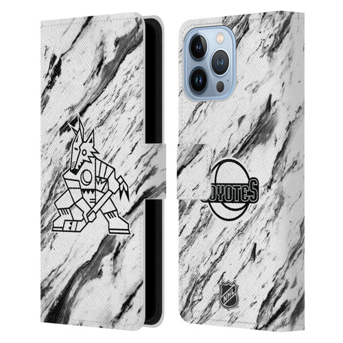 NHL Arizona Coyotes Marble Leather Book Wallet Case Cover For Apple iPhone 13 Pro Max