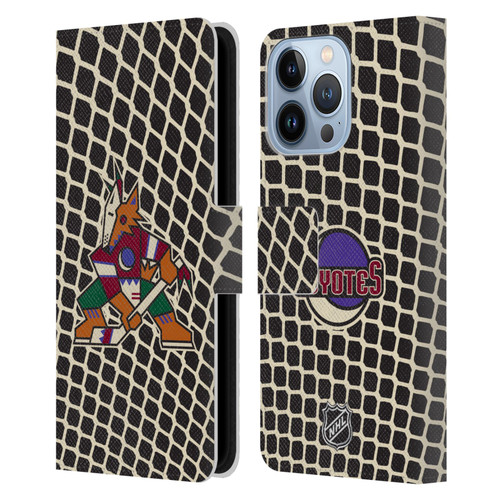 NHL Arizona Coyotes Net Pattern Leather Book Wallet Case Cover For Apple iPhone 13 Pro
