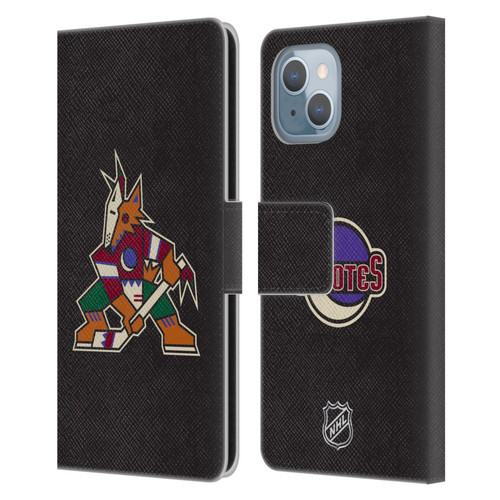 NHL Arizona Coyotes Plain Leather Book Wallet Case Cover For Apple iPhone 14