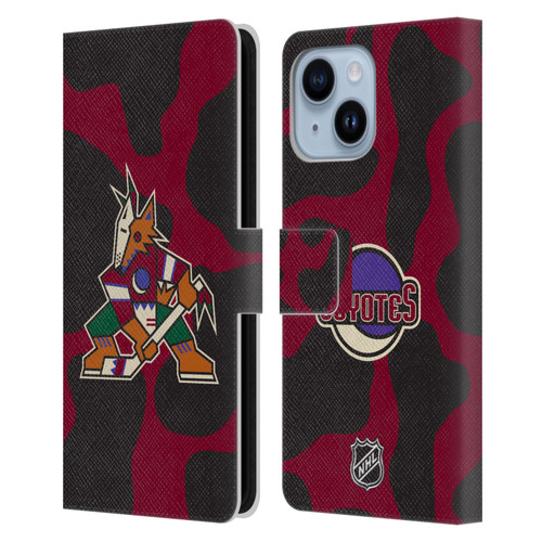 NHL Arizona Coyotes Cow Pattern Leather Book Wallet Case Cover For Apple iPhone 14 Plus