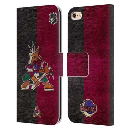 NHL Arizona Coyotes Half Distressed Leather Book Wallet Case Cover For Apple iPhone 6 / iPhone 6s