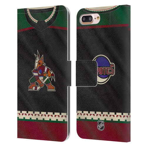 NHL Arizona Coyotes Jersey Leather Book Wallet Case Cover For Apple iPhone 7 Plus / iPhone 8 Plus