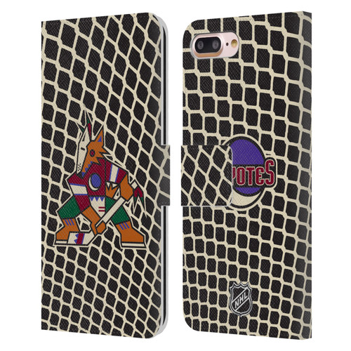 NHL Arizona Coyotes Net Pattern Leather Book Wallet Case Cover For Apple iPhone 7 Plus / iPhone 8 Plus