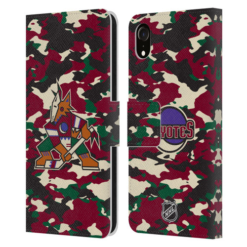 NHL Arizona Coyotes Camouflage Leather Book Wallet Case Cover For Apple iPhone XR