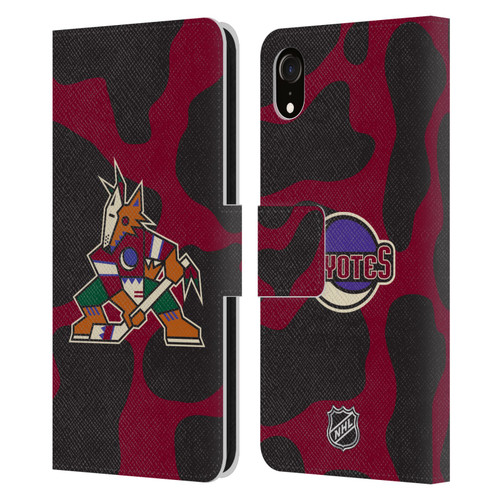 NHL Arizona Coyotes Cow Pattern Leather Book Wallet Case Cover For Apple iPhone XR