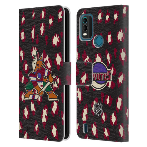 NHL Arizona Coyotes Leopard Patten Leather Book Wallet Case Cover For Nokia G11 Plus