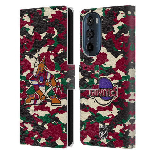 NHL Arizona Coyotes Camouflage Leather Book Wallet Case Cover For Motorola Edge 30