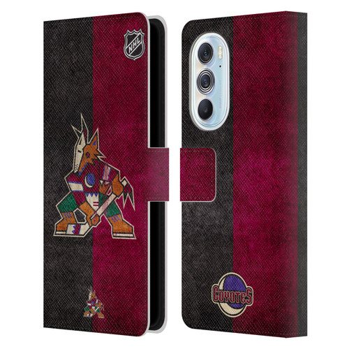 NHL Arizona Coyotes Half Distressed Leather Book Wallet Case Cover For Motorola Edge X30