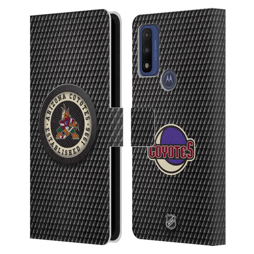 NHL Arizona Coyotes Puck Texture Leather Book Wallet Case Cover For Motorola G Pure