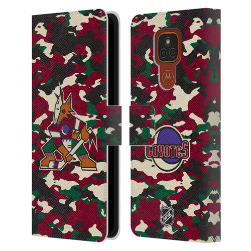 NHL Arizona Coyotes Camouflage Leather Book Wallet Case Cover For Motorola Moto E7 Plus