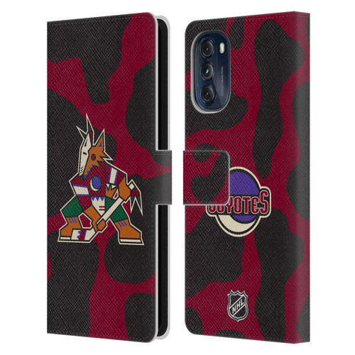 NHL Arizona Coyotes Cow Pattern Leather Book Wallet Case Cover For Motorola Moto G (2022)