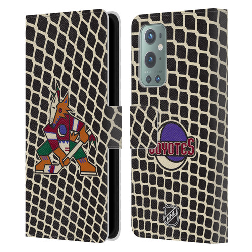 NHL Arizona Coyotes Net Pattern Leather Book Wallet Case Cover For OnePlus 9