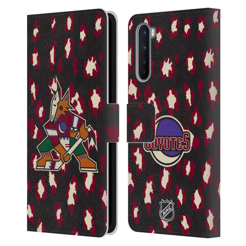 NHL Arizona Coyotes Leopard Patten Leather Book Wallet Case Cover For OnePlus Nord 5G