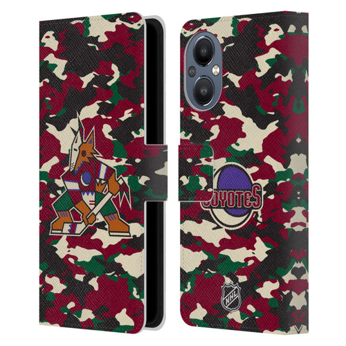 NHL Arizona Coyotes Camouflage Leather Book Wallet Case Cover For OnePlus Nord N20 5G