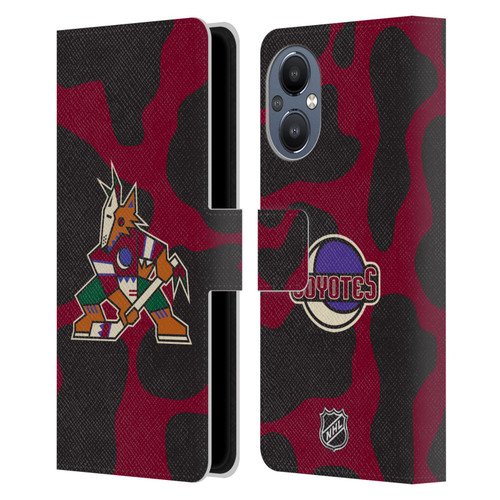 NHL Arizona Coyotes Cow Pattern Leather Book Wallet Case Cover For OnePlus Nord N20 5G