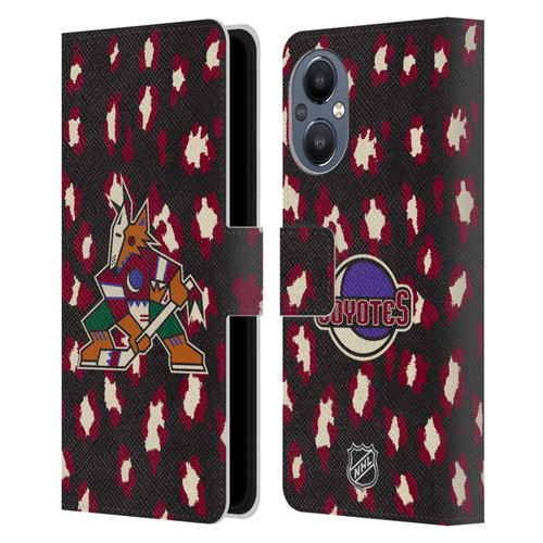 NHL Arizona Coyotes Leopard Patten Leather Book Wallet Case Cover For OnePlus Nord N20 5G