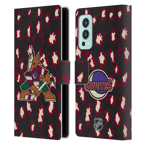 NHL Arizona Coyotes Leopard Patten Leather Book Wallet Case Cover For OnePlus Nord 2 5G