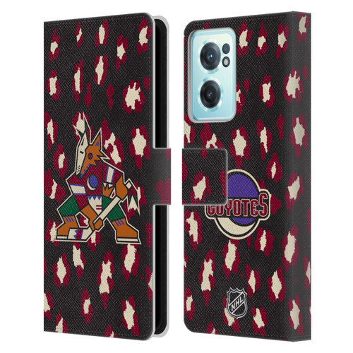 NHL Arizona Coyotes Leopard Patten Leather Book Wallet Case Cover For OnePlus Nord CE 2 5G