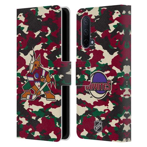 NHL Arizona Coyotes Camouflage Leather Book Wallet Case Cover For OnePlus Nord CE 5G