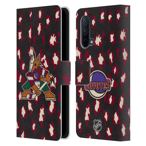 NHL Arizona Coyotes Leopard Patten Leather Book Wallet Case Cover For OnePlus Nord CE 5G