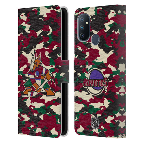 NHL Arizona Coyotes Camouflage Leather Book Wallet Case Cover For OnePlus Nord N100