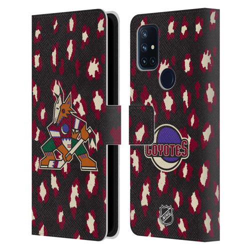 NHL Arizona Coyotes Leopard Patten Leather Book Wallet Case Cover For OnePlus Nord N10 5G