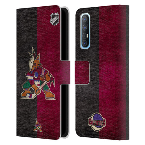NHL Arizona Coyotes Half Distressed Leather Book Wallet Case Cover For OPPO Find X2 Neo 5G