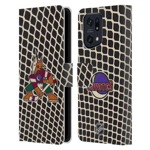 NHL Arizona Coyotes Net Pattern Leather Book Wallet Case Cover For OPPO Find X5 Pro