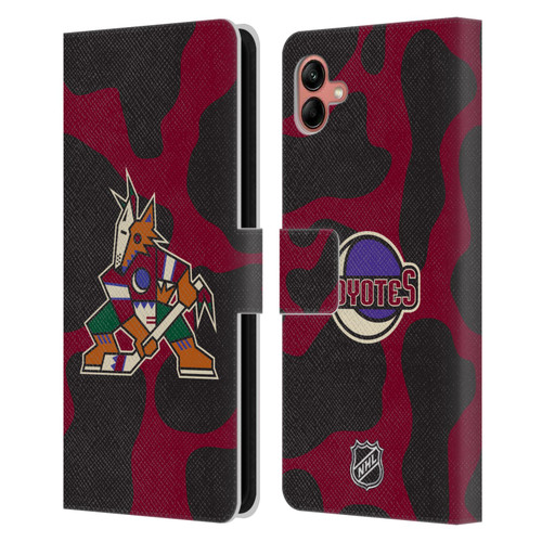 NHL Arizona Coyotes Cow Pattern Leather Book Wallet Case Cover For Samsung Galaxy A04 (2022)