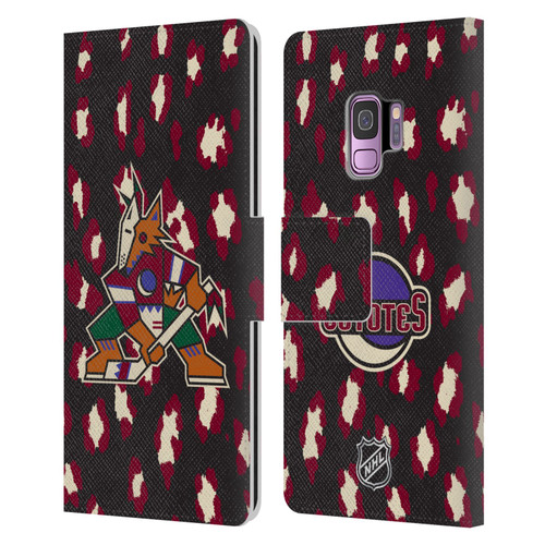 NHL Arizona Coyotes Leopard Patten Leather Book Wallet Case Cover For Samsung Galaxy S9